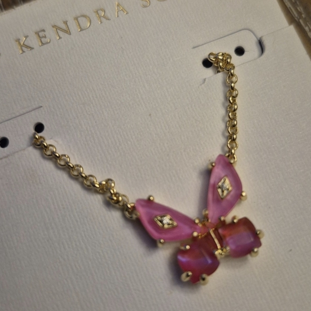 Kendra Scott- Bianca pink butterfly short pendant necklace $80 retail